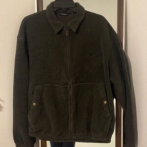 Vintage Polo Ralph Lauren Full Zip Gray Fleece Bomber Jacket XLarge Made In USA